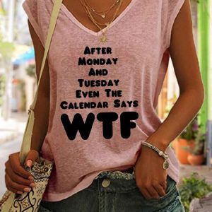 Even The Calendar Says WTF Funny Tank Top, color:Pink|size:3XL, Lilicloth.com