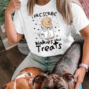 Lilicloth X Funnpaw X Ana I Prescribe Walkies And Treats Women's T-Shirt, color:White|size:L, Lilicloth.com
