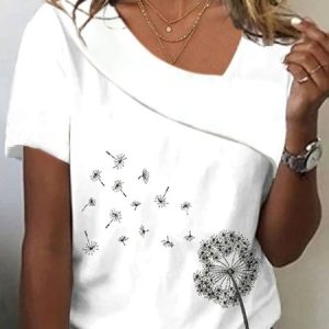 Asymmetrical Collar Casual Loose Dandelion Shirt, Shirts & Blouses, color:White|size:XXL, JustFashionNow