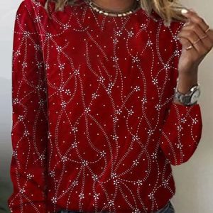 Floral Casual T-Shirt, T-Shirts, color:Red|size:XXL, JustFashionNow