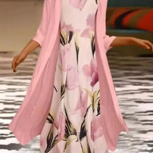 Casual Vacation Floral Regular Fit Crew Neck Two Piece Dress, Maxi Dresses, Roselinlin - Online Catalog