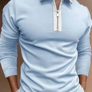 Shawl Collar Regular Fit Urban Polo Shirt, Polos, color:Sky Blue|size:3XL, JustFashionNow