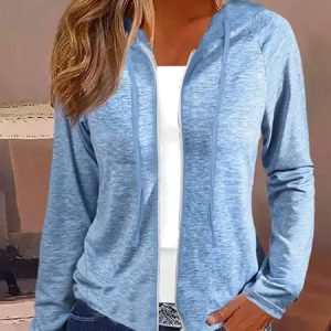 Wrap Loose Casual Plain Jacket, Jackets, color:Blue|size:XXL, JustFashionNow