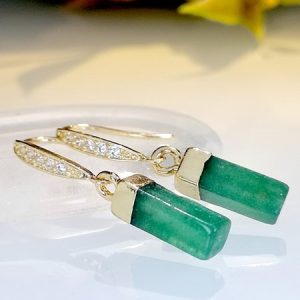 Casual Natural Crystal Geometric Dangle Earrings Ethnic Daily Women's Jewelry, Earrings, color:Green|size:One-size, JustFashionNow