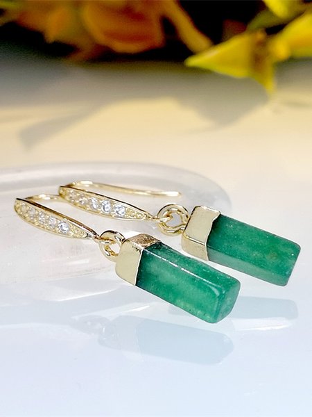 Casual Natural Crystal Geometric Dangle Earrings Ethnic Daily Women's Jewelry, Earrings, color:Green|size:One-size, JustFashionNow
