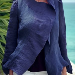 Plain Casual Loose Others Shirt, Shirts & Blouses, color:Dark Blue|size:XXL, JustFashionNow