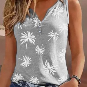 Women's Sleeveless Tank Top Camisole Summer Plants Buckle Notched Daily Casual Top, JustFashionNow Tanks & Camis, color:Gray|size:XXL,