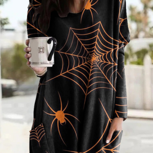 Casual Crew Neck Halloween Sweatshirt Pocket Stitching, Hoodies & Sweatshirts, color:Black|size:3XL, Noracora