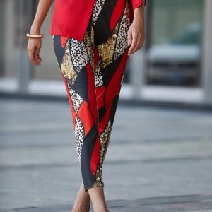 Abstract Tight Casual Pants, Pants, color:As Picture|size:XXL, Stylewe