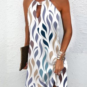 Casual Loose Dress, Midi, color:Multicolor|size:XXL, Noracora