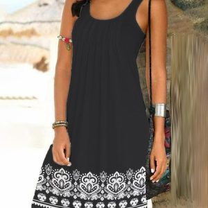 Womens Sleeveless Casual Loose Dress, Sundresses, color:Black|size:XXL, JustFashionNow