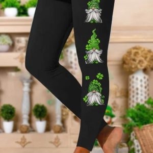 Leggings Casual Four-Leaf Clover Regular Fit Leggings, Leggings, color:Black|size:XXL, JustFashionNow