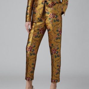 Urban Floral Regular Fit Fashion Pants, Pants, color:Yellow|size:XXL, Stylewe