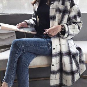 Plaid Regular Fit Others Casual Kimono, TOPS, color:Apricot|size:4X, Noracora