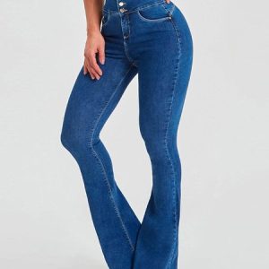 Casual Fashion High Waist Jeans Slim Fit Women's Clothing, Jeans, color:Blue|size:XXL, JustFashionNow