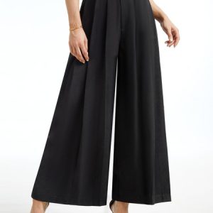 White Daily Long Elegant Plain Pants, Pants, color:Black|size:XS, Stylewe