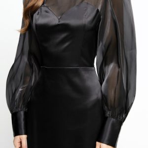 Long sleeve Tight Elegant Wedding Party Dress, Cocktail Dresses, color:Black|size:XXL, Stylewe