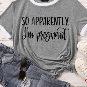 Lilicloth X Funnpaw Women's So Apparently I'm Pregnant Matching T-Shirt, color:Gray|size:XXL, Lilicloth.com