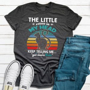 The Little Voices In My Head Keep Telling Me Get More Cats Women's T-shirt, color:Gray|size:3XL, Lilicloth.com