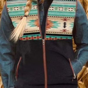 Casual Ethnic Regular Fit Stand Collar Vest, Vests & Gilets, color:Lake Blue|size:3XL, JustFashionNow