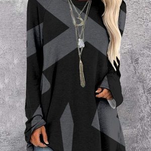 Casual Color Block Crew Neck T-Shirt, T-Shirts, color:Deep Gray|size:4XL, JustFashionNow