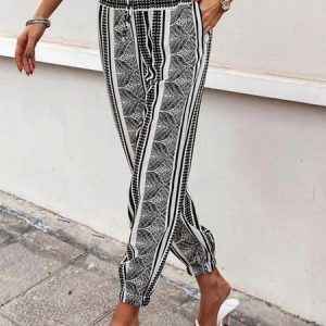 Loose Scramble Ethnic Casual Pants, Pants, color:Black|size:XS, Noracora