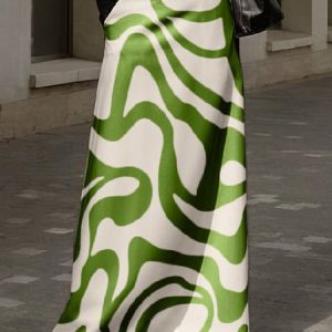 Plus Size Urban Loose Abstract Skirt, Plus Bottoms, color:Green|size:4X, Stylewe