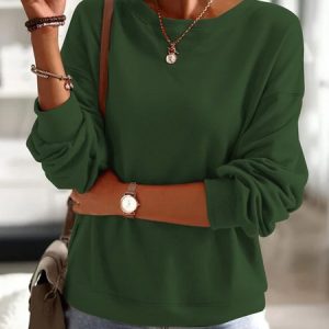 Plain Pullover basic sweatshirt, Sweatshirts & Hoodies, color:Green|size:XXL, JustFashionNow