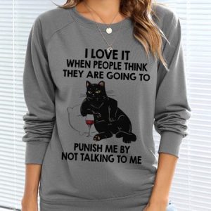 Casual Cat Loose Raglan Sleeve Sweatshirt, Sweatshirts & Hoodies, color:Gray|size:XXL, JustFashionNow