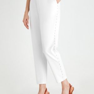 Regular Fit Elegant Fashion Ankle Pants, Pants, color:White|size:XXL, Stylewe