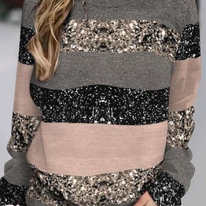 Striped Loose Crew Neck Casual Sweatshirt, Sweatshirts & Hoodies, color:Multicolor|size:XXL, JustFashionNow