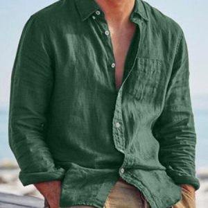 Cotton-Blend Regular Sleeve Regular Fit Casual Shirt, Shirts ＆ Blouse, color:Green|size:XXL, JustFashionNow