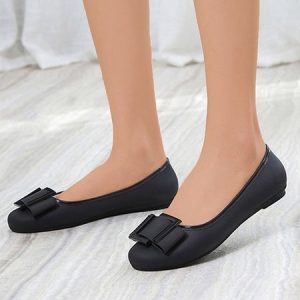 Buckle Decor Waterproof PVC Shallow Shoes, Flats, color:Black|size:40, JustFashionNow