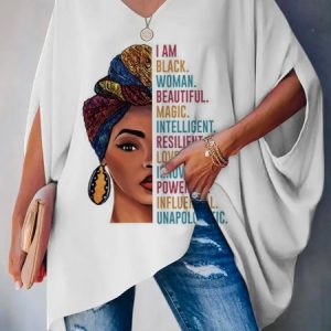 Daily Casual Figure Printed Loosen Half Sleeve Top, Tees, color:White|size:XS, Stylewe