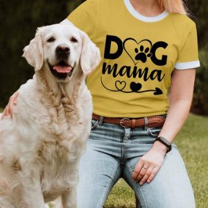 Lilicloth X Funnpaw X Manikvskhan Dog Lovers Shirt Dog Mama Women's T-Shirt, color:Yellow|size:3XL, Lilicloth.com