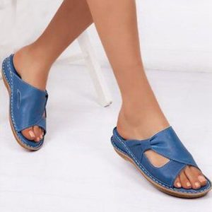 Women's Hollow out Slip On Slide Sandals Summer Casual Sandals Walking Shoes, color:Royal Blue|size:43, Lilicloth.com