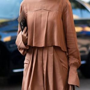 Loose Plain Stand Collar Urban Blouse, Blouses and Shirts, color:Brown|size:XXL, Stylewe
