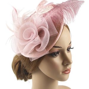 Flower Imitation Feather Mesh Party Hat Hair Clips, Headdress, color:Dusty Pink|size:One-size, Stylewe