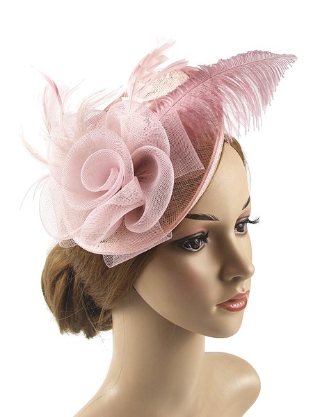 Flower Imitation Feather Mesh Party Hat Hair Clips, Headdress, color:Dusty Pink|size:One-size, Stylewe