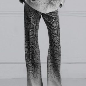 Regular Fit Urban Snakeskin Pants, Pants, color:Gray|size:XXL, Stylewe