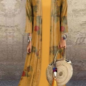 JFN Casual Abstract Two-Piece Set, Casual Dresses, color:Yellow|size:XXL, JustFashionNow