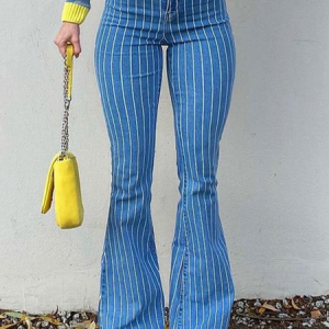 Striped Vintage Denim Jeans, Denim&Jeans, color:Blue|size:XL, Noracora
