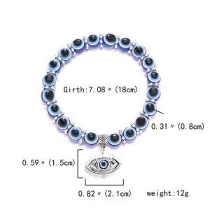European and American Classic Blue Evil Eye Palm Round Glass Bead Bracelet, Bracelet, color:Color3|size:One-size, Noracora