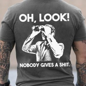 Men's Funny Word Oh Look Nobody Gives A Shit Casual Cotton Crew Neck T-Shirt, T-shirts, Lilicloth.com