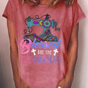 Women's Quilting Lover Casual T-Shirt, color:Pink|size:3XL, Lilicloth.com
