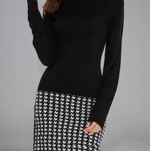 Geometric Crew Neck Regular Fit Dress, Dresses, color:Black|size:XXL, JustFashionNow