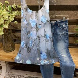 Fit Gradient Pattern Casual Tank Top, Tanks & Camis, color:Blue|size:XXL, JustFashionNow