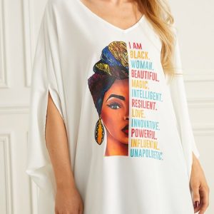 Daily Casual Figure Printed  Loosen Half Sleeve Top, Blouses and Shirts, color:White|size:XS, Stylewe