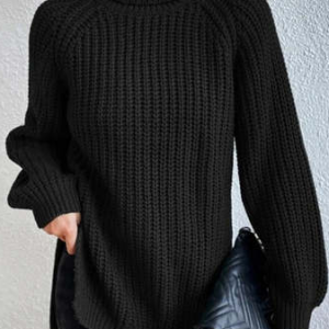 Wool/Knitting Turtleneck Casual Plain Sweater, Sweaters, color:Black|size:XXL, JustFashionNow