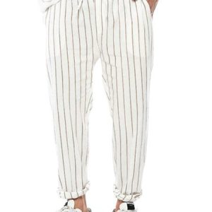 Casual Regular Fit Striped Pants, Pants, color:Gray|size:3XL, JustFashionNow